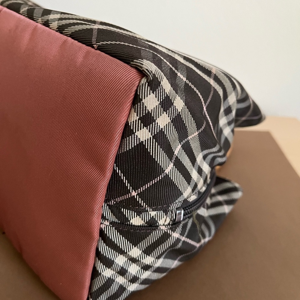 ❗️SOLD❗️Burberry Blue Label Nova Check Tote Rare Dusky Pink Tartan Plaid EUC - Picture 13 of 16